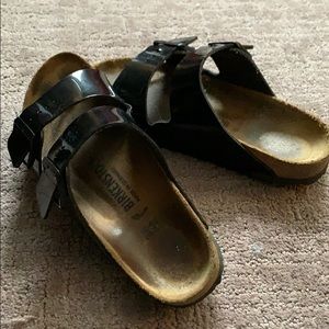 Black patent Birkenstocks